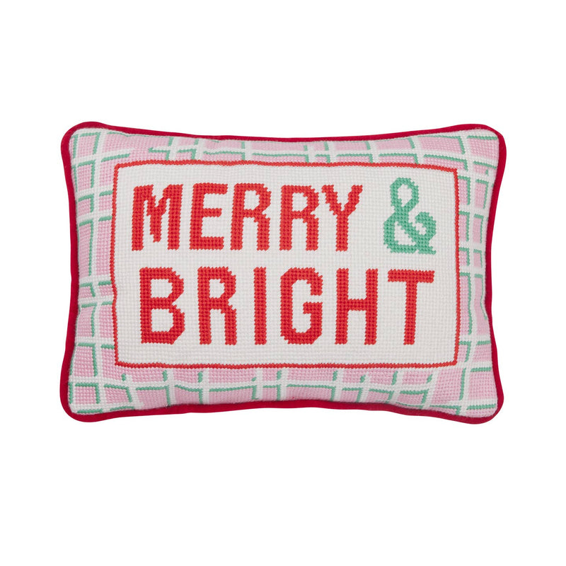 Merry & Bright Needlepoint Pillow