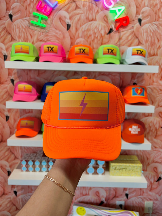 Orange Bolt Trucker Hat