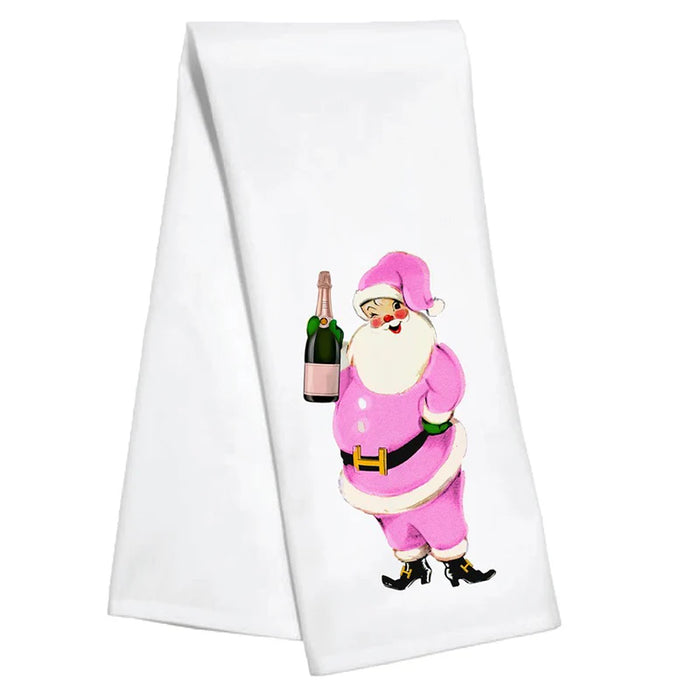 Champagne Santa Dish Towel