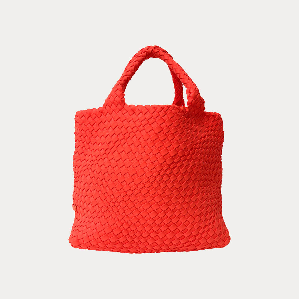 Lily Woven Neoprene Tote - Neon Orange