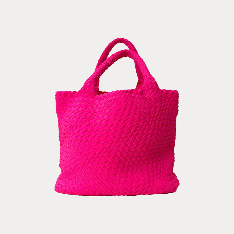 Lily Woven Neoprene Tote - Hot Pink