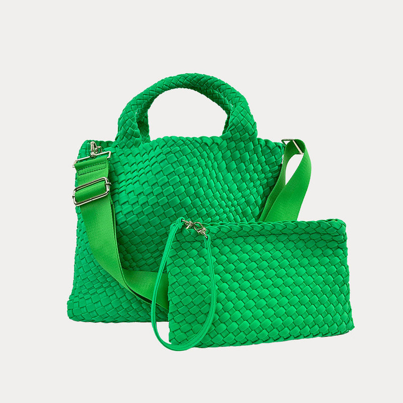 Lily Woven Neoprene Tote - Green