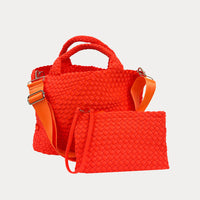 Lily Woven Neoprene Tote - Neon Orange