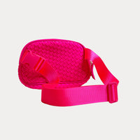 Lisa Woven Neoprene Belt Bag - Neon Pink