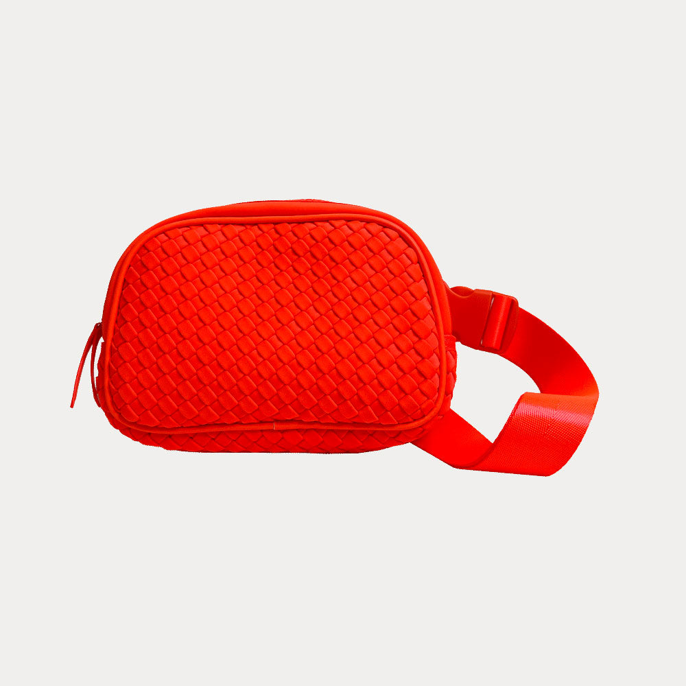 Lisa Woven Neoprene Belt Bag - Neon Orange