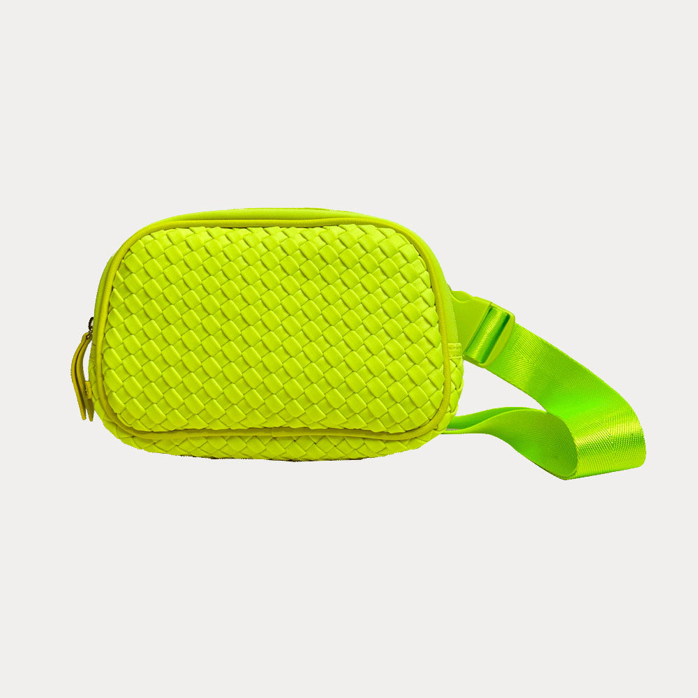 Lisa Woven Neoprene Belt Bag - Neon Yellow