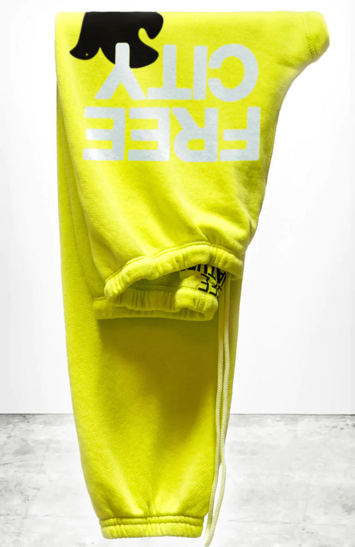 FREE CITY Logo Sweats - Glow Yellow