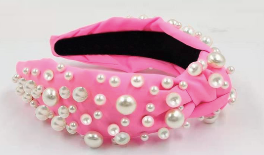 Pink Pearl Knotted Headband