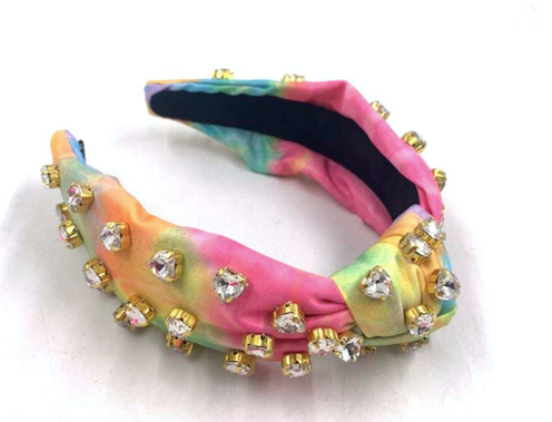 Tie Dye Heart Jewel Knotted Headband