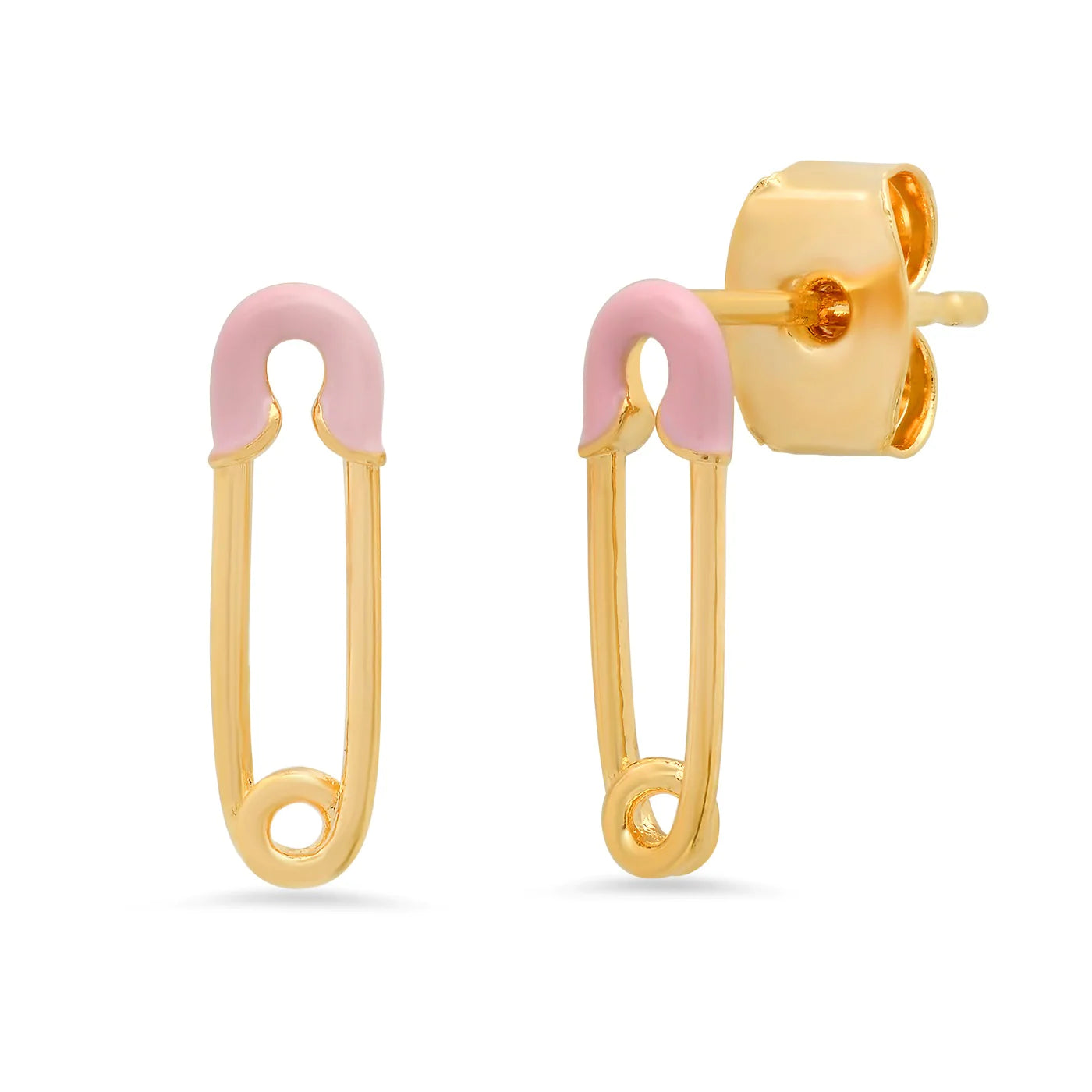 Pink Safety Pin Stud Earrings